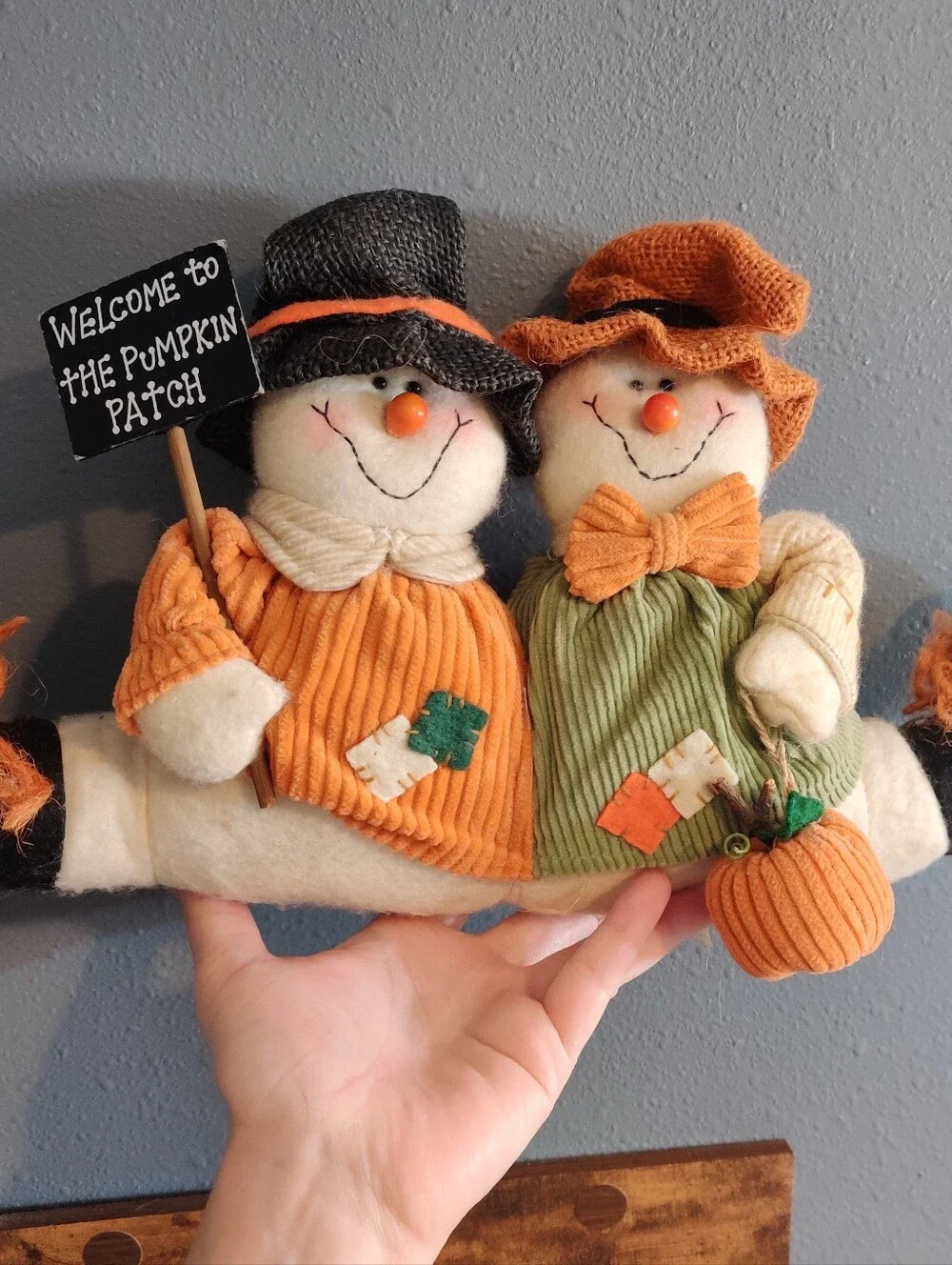 Doorstopper Scarecrow Snowman Weighted Plush Fall Decor Pumpkin Autumn Orange
